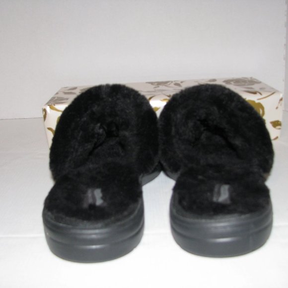 Black Skecher Fuzzy Slippers - Picture 8 of 10